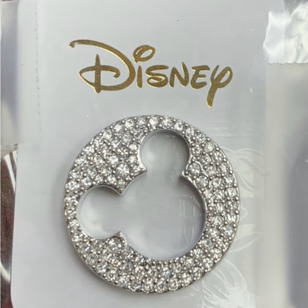 Mickey Mouse locket plate one side is sparkling silver and one side is black